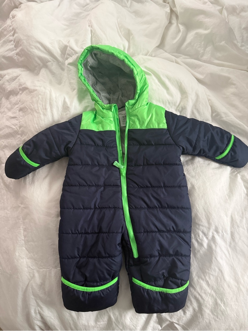 Carter’s Baby Snowsuit Navy Blue And Neon Green